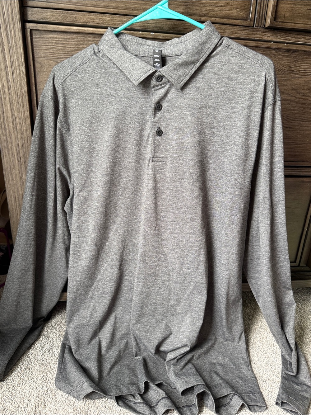 lululemon athletica Heathered Gray Long-Sleeve Polo